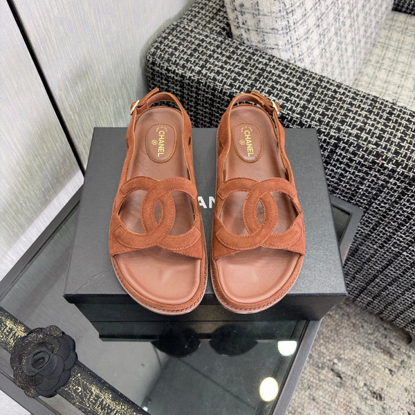 CC Sandals Brown Suede Leather 935907