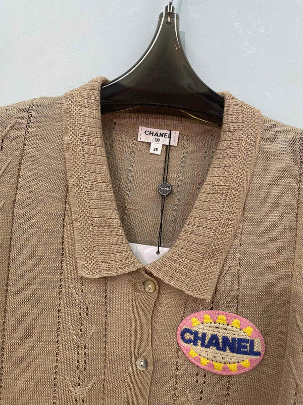CC Embroidered Knit Vest Beige Wool 753383