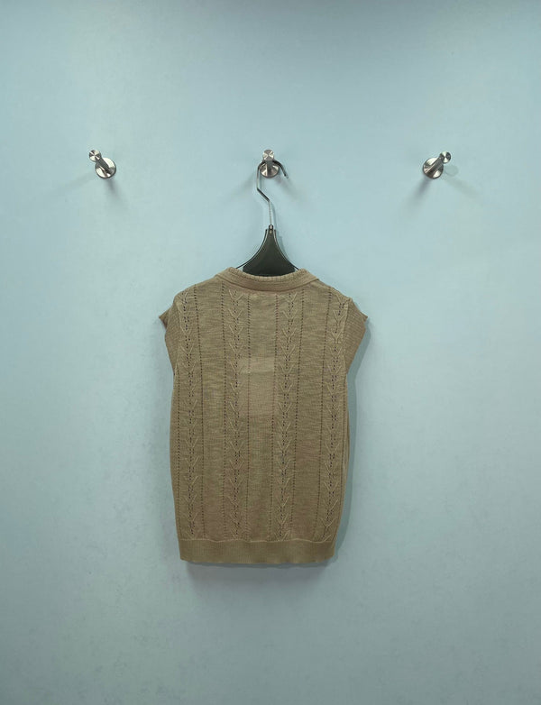 CC Embroidered Knit Vest Beige Wool 753383