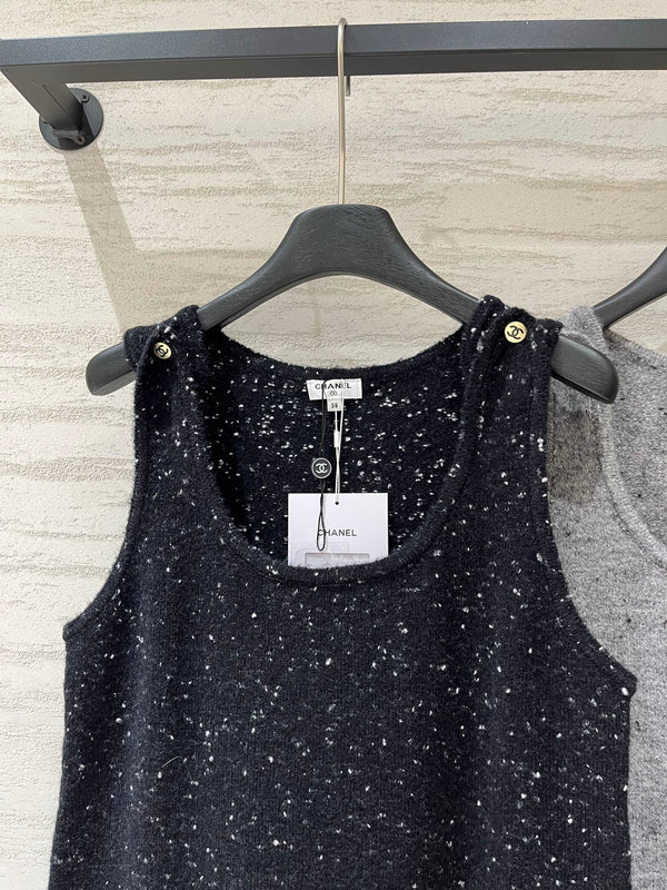 CC Button Shoulder Knit Tank Top 758932