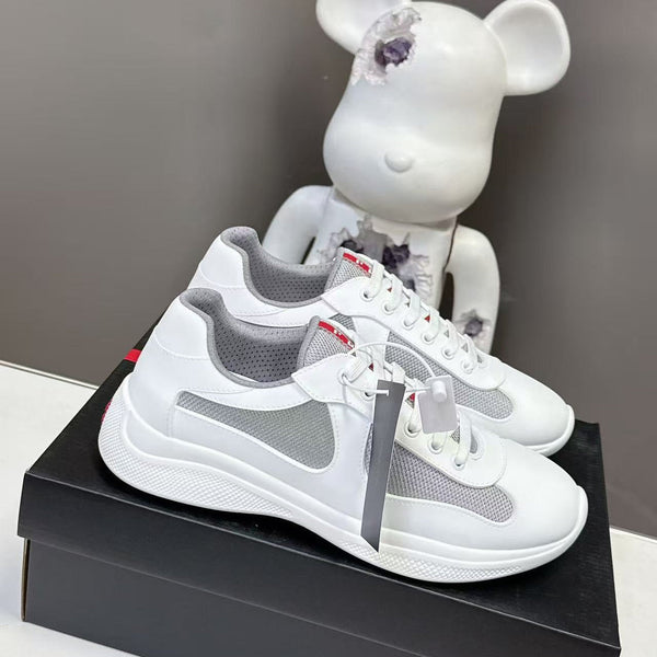 Prad America's Cup Logo Tag Sneakers White Soft Rubber & Bike Fabric 951928