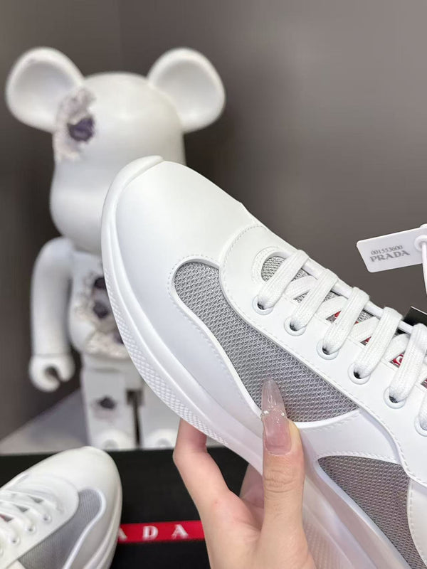 Prad America's Cup Logo Tag Sneakers White Soft Rubber & Bike Fabric 951928