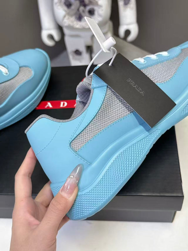 Prad America's Cup Logo Tag Sneakers Blue Soft Rubber & Bike Fabric 951926