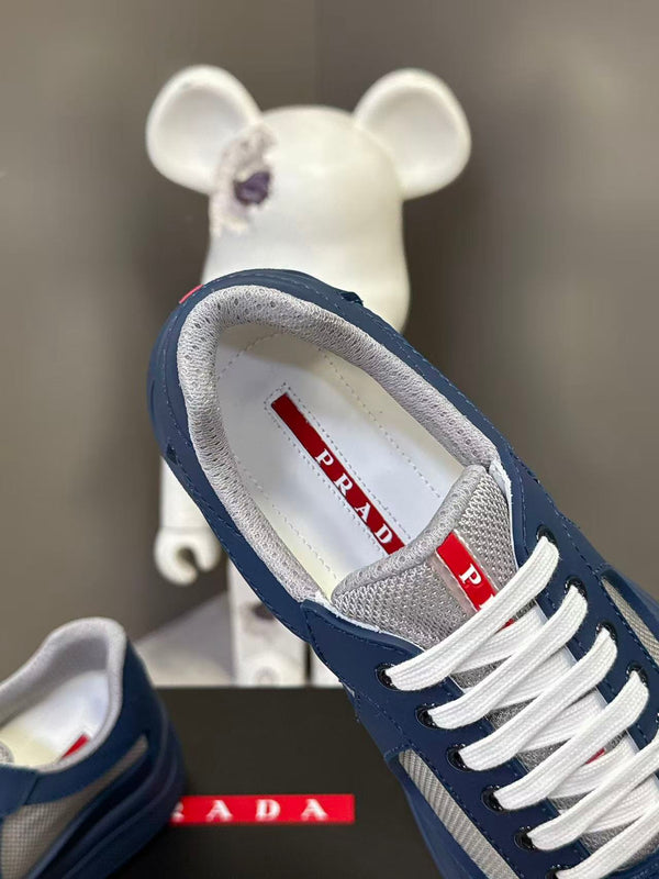 Prad America's Cup Logo Tag Sneakers Navy Soft Rubber & Bike Fabric 951925
