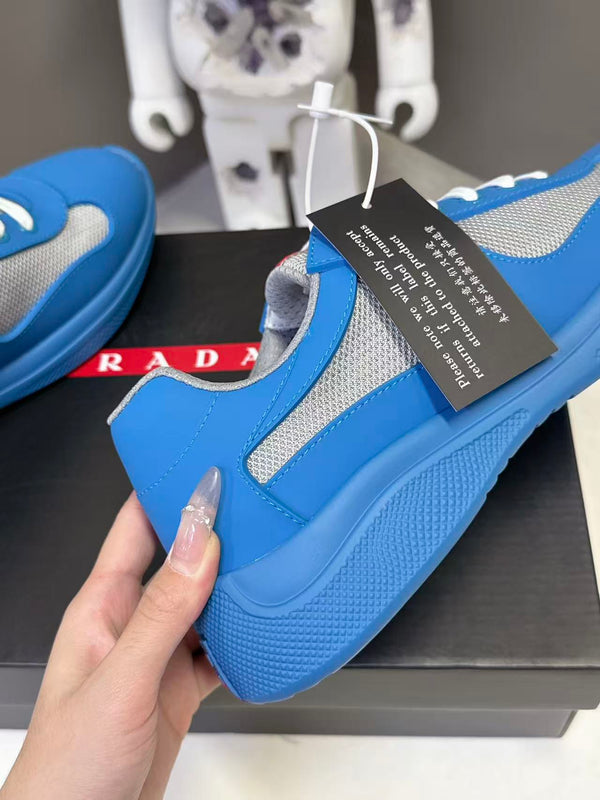 Prad America's Cup Logo Tag Sneakers Dark Blue Soft Rubber & Bike Fabric 951917