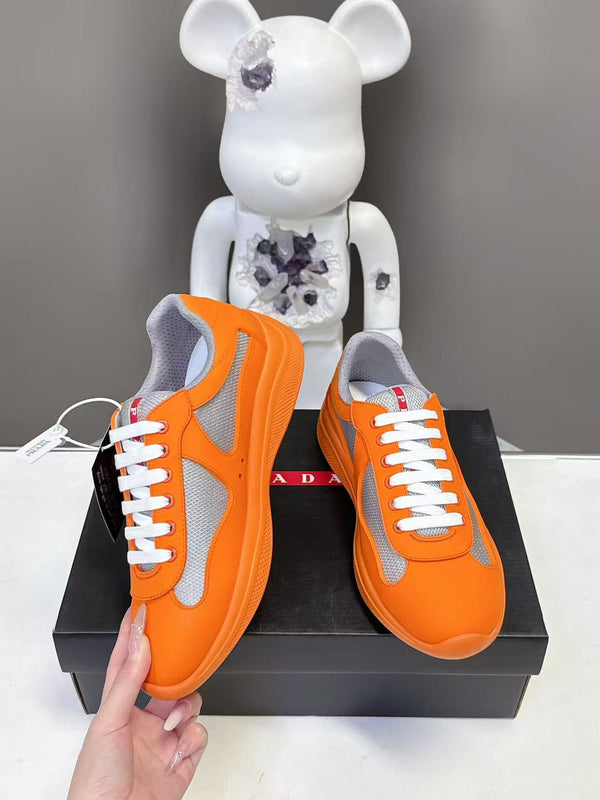 Prad America's Cup Logo Tag Sneakers Orange Soft Rubber & Bike Fabric 951914