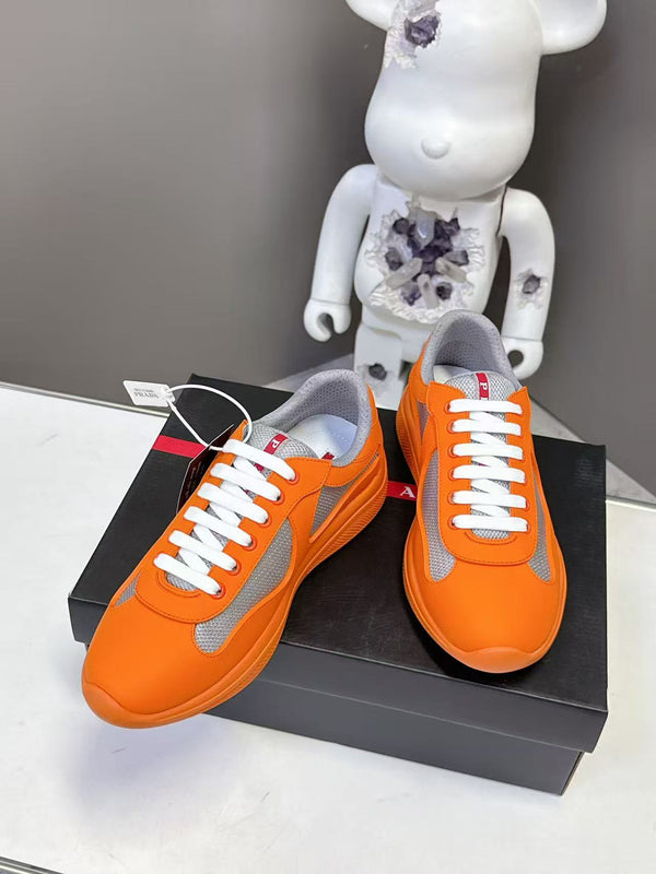 Prad America's Cup Logo Tag Sneakers Orange Soft Rubber & Bike Fabric 951914