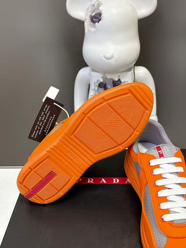 Prad America's Cup Logo Tag Sneakers Orange Soft Rubber & Bike Fabric 951914