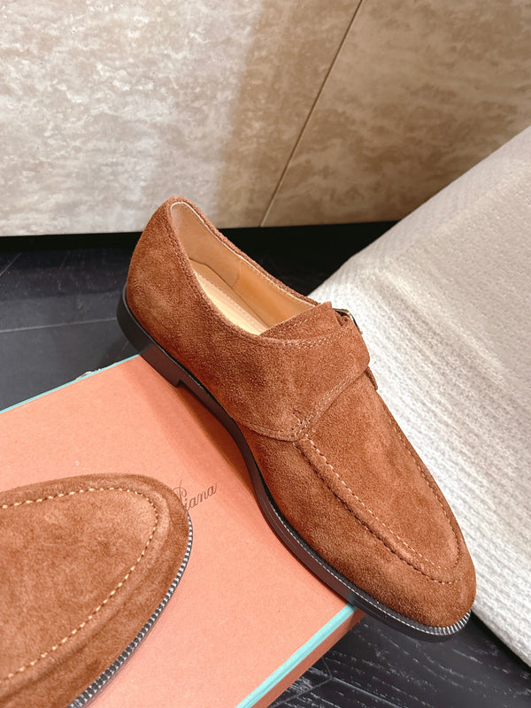 LP Single Monk Strap Loafers Buckle Brown Suede 954483