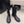 CC Mid-Calf Boots 4CM Pearl Chain Gold Charm Black Knit & Leather 961502