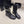 CC Mid-Calf Boots 4CM Pearl Chain Gold Charm Black Knit & Leather 961502