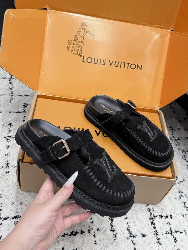 LV Colorado Mule Logo Black Suede 979719