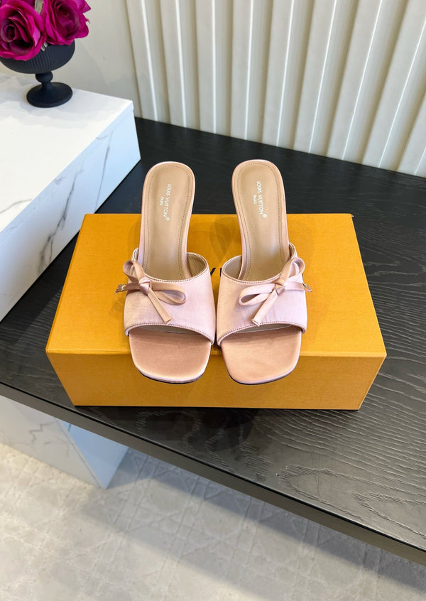 LV Cube Mules Bow 7.5cm Pink Satin 977076
