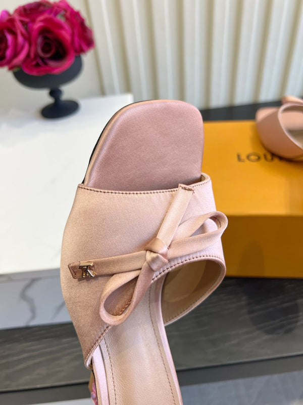 LV Cube Mules Bow 7.5cm Pink Satin 977076