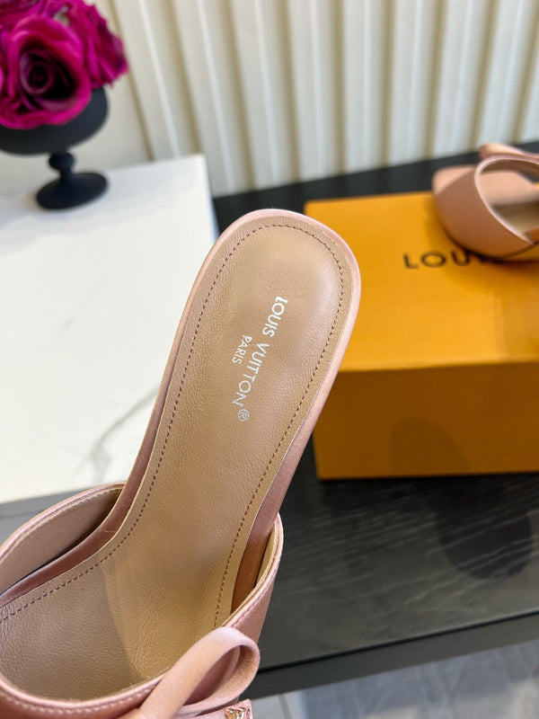 LV Cube Mules Bow 7.5cm Pink Satin 977076