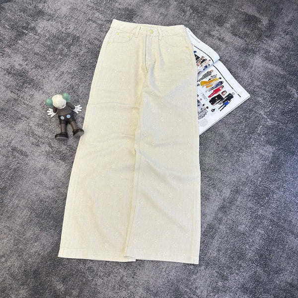 LV Jeans Monogram Wide-Leg Denim 420082