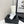 CC Mid-Calf Sock Boots White Leather Stretch Knit 985655
