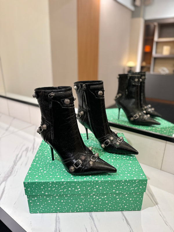 BLC Cagole Mid-Calf Boots 9.5cm Black Leather 985489