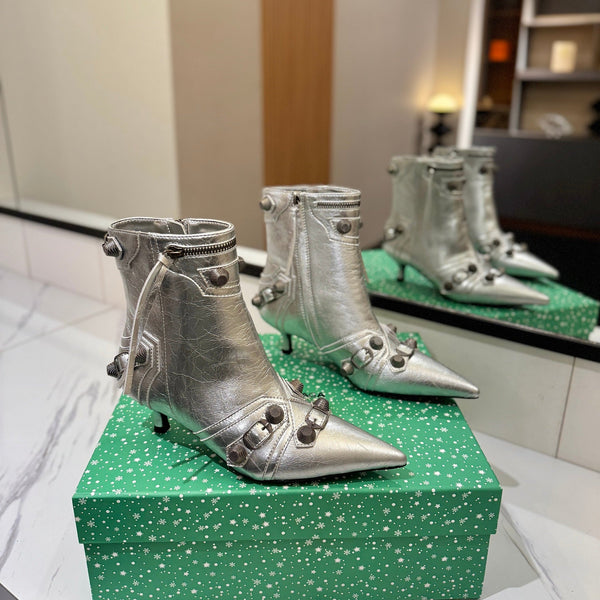 BLC Cagole Mid-Calf Boots 5cm Silver Leather 985480