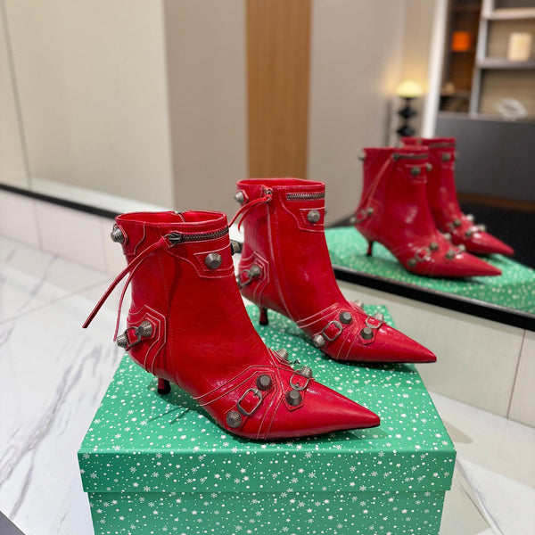 BLC Cagole Mid-Calf Boots 5cm Red Leather 985479