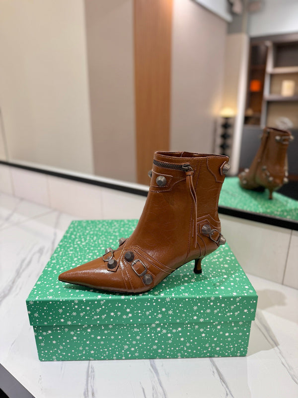 BLC Cagole Mid-Calf Boots 5cm Brown Leather 985474