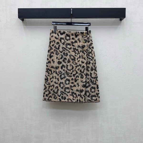 CC Métiers d'Art Leopard Skirt Brown Black Polyester 422561