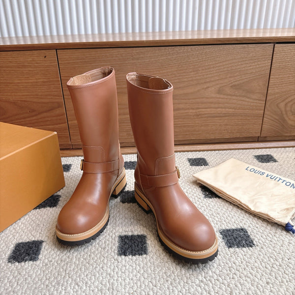 LV Engineer Boots Mid-Calf Brown Leather 101909