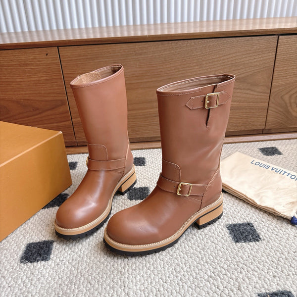 LV Engineer Boots Mid-Calf Brown Leather 101909