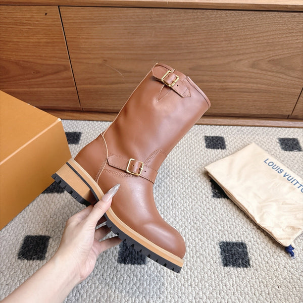 LV Engineer Boots Mid-Calf Brown Leather 101909