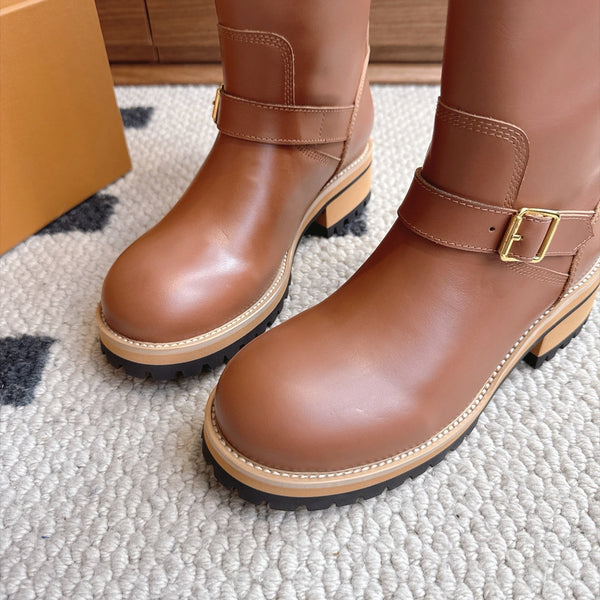 LV Engineer Boots Mid-Calf Brown Leather 101909