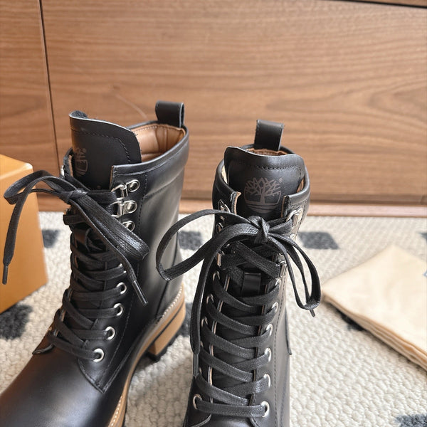 LV Lace-Up Ankle Boots Black Leather 101907