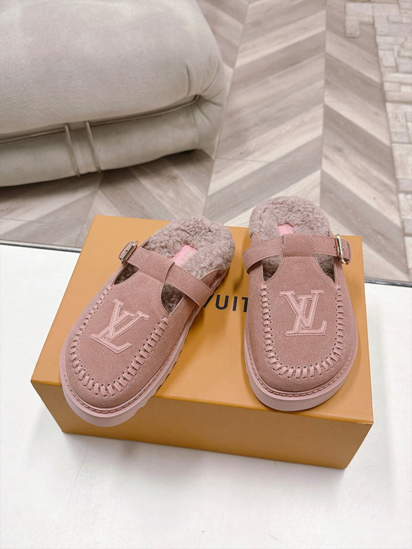 LV Colorado Closed Mules Pink Suede 100799