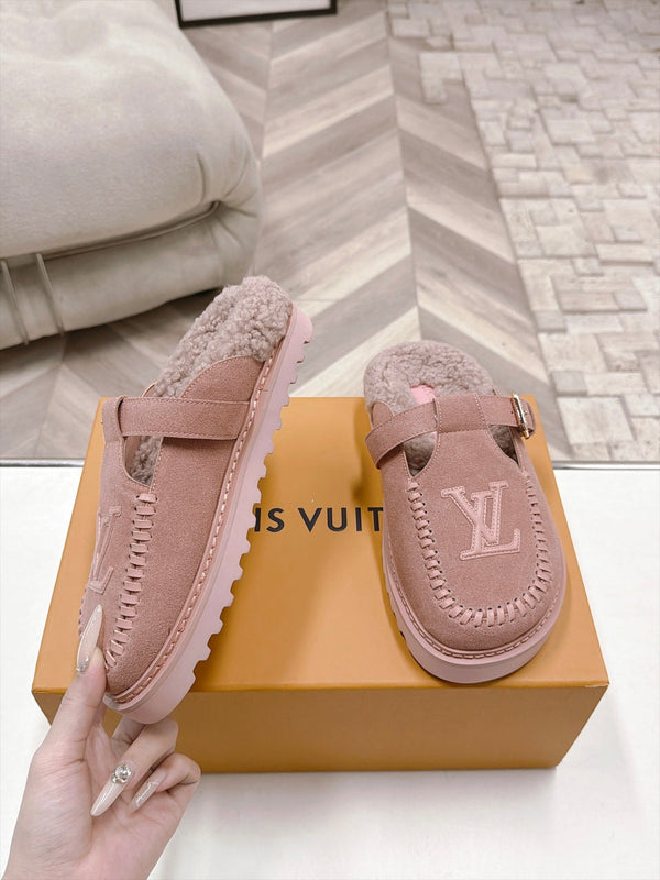 LV Colorado Closed Mules Pink Suede 100799