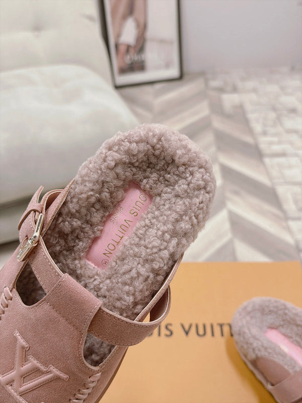LV Colorado Closed Mules Pink Suede 100799