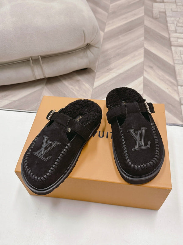 LV Colorado Closed Mules Black Suede 100797