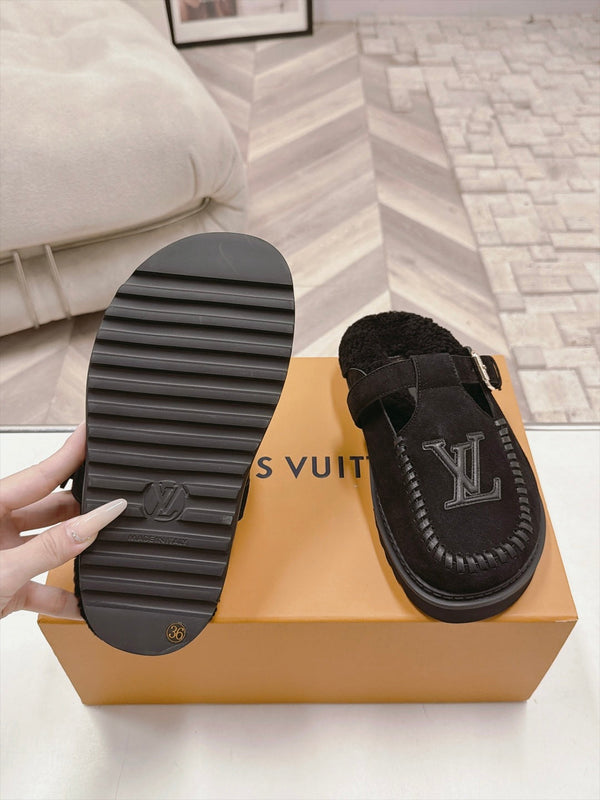 LV Colorado Closed Mules Black Suede 100797