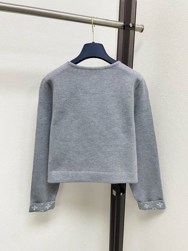 LV Scarf Collar Jacket Grey Wool-Silk Blend 413795