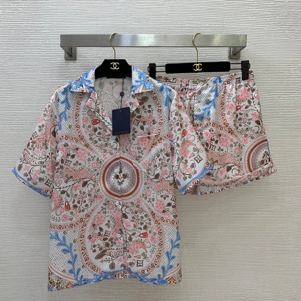 LV Shirt & Shorts Set Multicolor Silk 411825