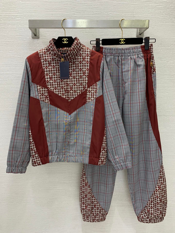 LV Checkered Track Jacket & Pants Set 416643