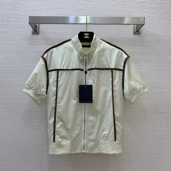 LV Short-Sleeve Stand Collar Jacket Cream 416728