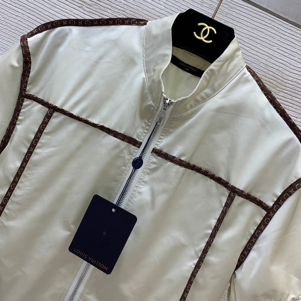 LV Short-Sleeve Stand Collar Jacket Cream 416728