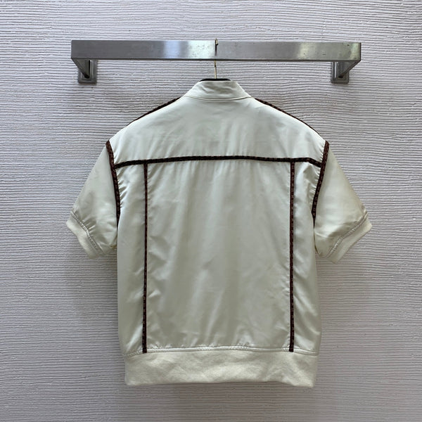 LV Short-Sleeve Stand Collar Jacket Cream 416728