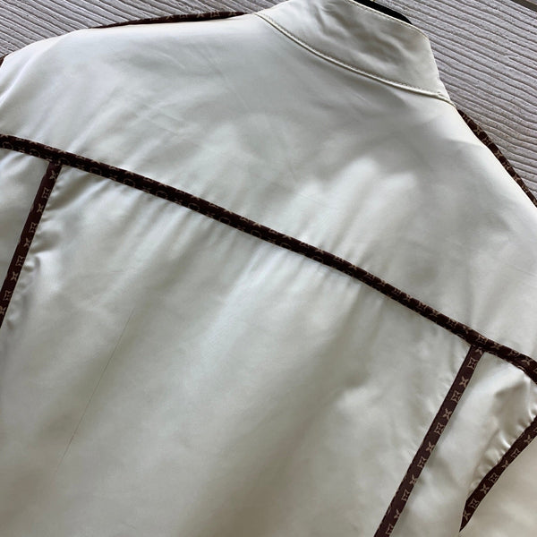 LV Short-Sleeve Stand Collar Jacket Cream 416728
