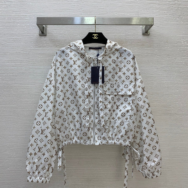 LV Monogram Hooded Jacket Cream 416616