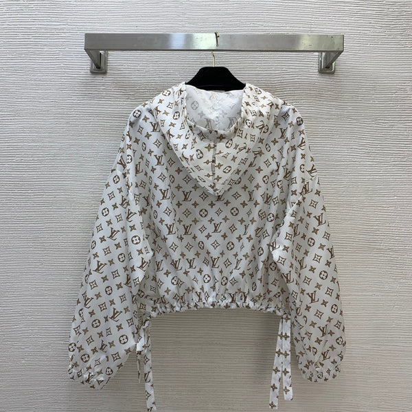 LV Monogram Hooded Jacket Cream 416616