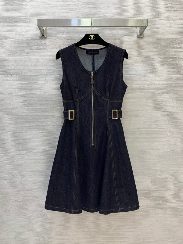 LV Sleeveless Mini Dress Navy Blue Denim 425814