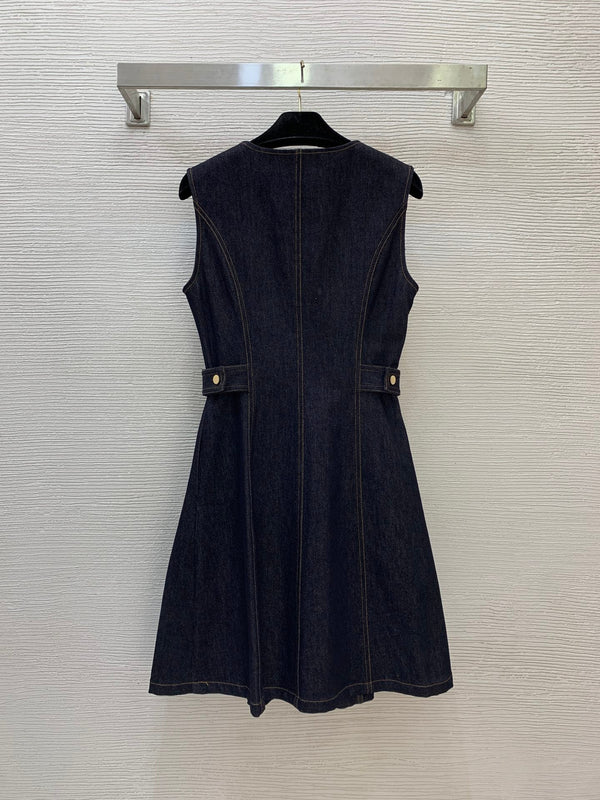 LV Sleeveless Mini Dress Navy Blue Denim 425814
