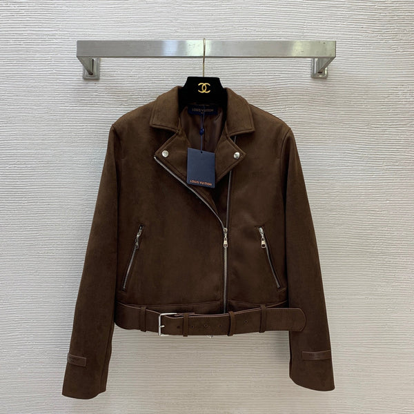 LV Biker Jacket Dark Brown Suede 425733