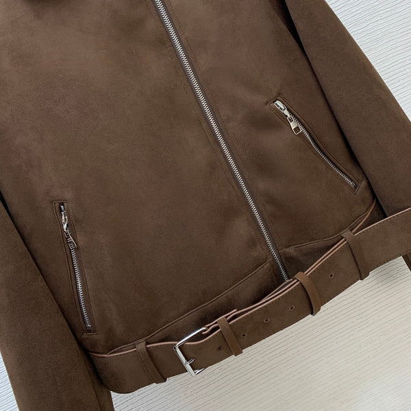 LV Biker Jacket Dark Brown Suede 425733