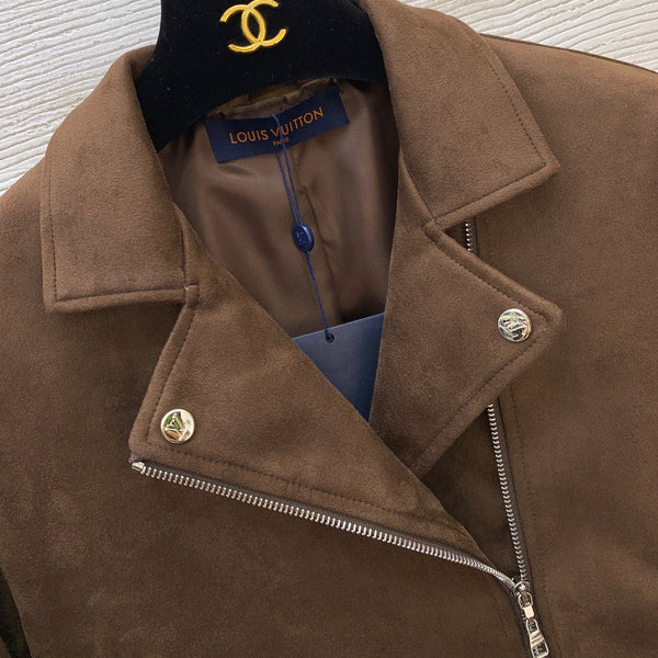 LV Biker Jacket Dark Brown Suede 425733